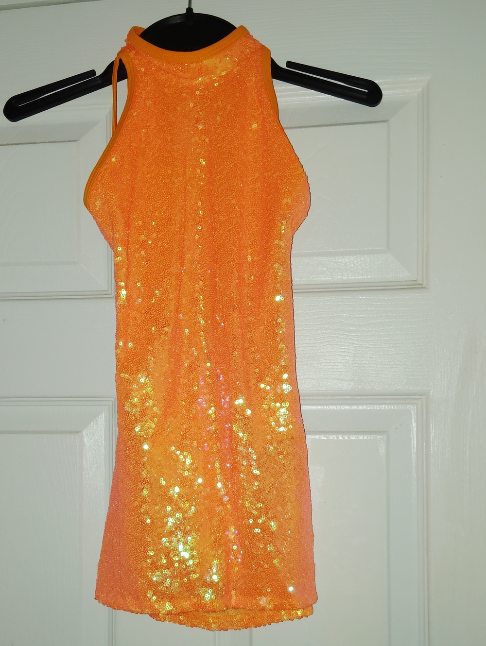 Kids Orange Sequin Halter Costume Dress